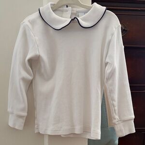 Little English Peter Pan picot shirt with navy trim